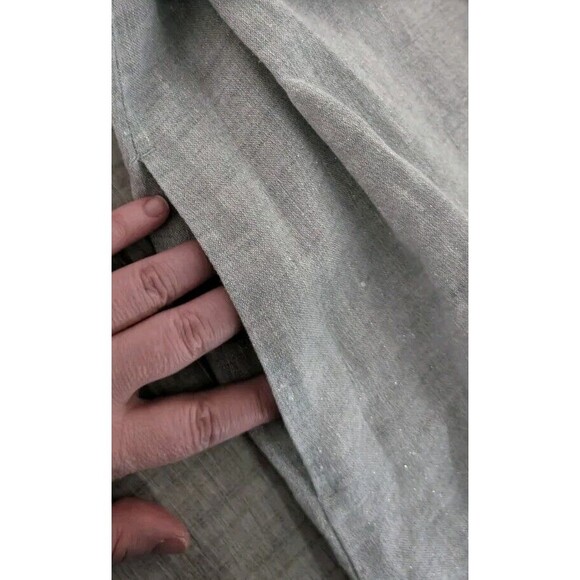 Eileen Fisher Dress Organic Linen Sparkle Gray Shirt Dress Midi Sz Medium Petite - Picture 9 of 14